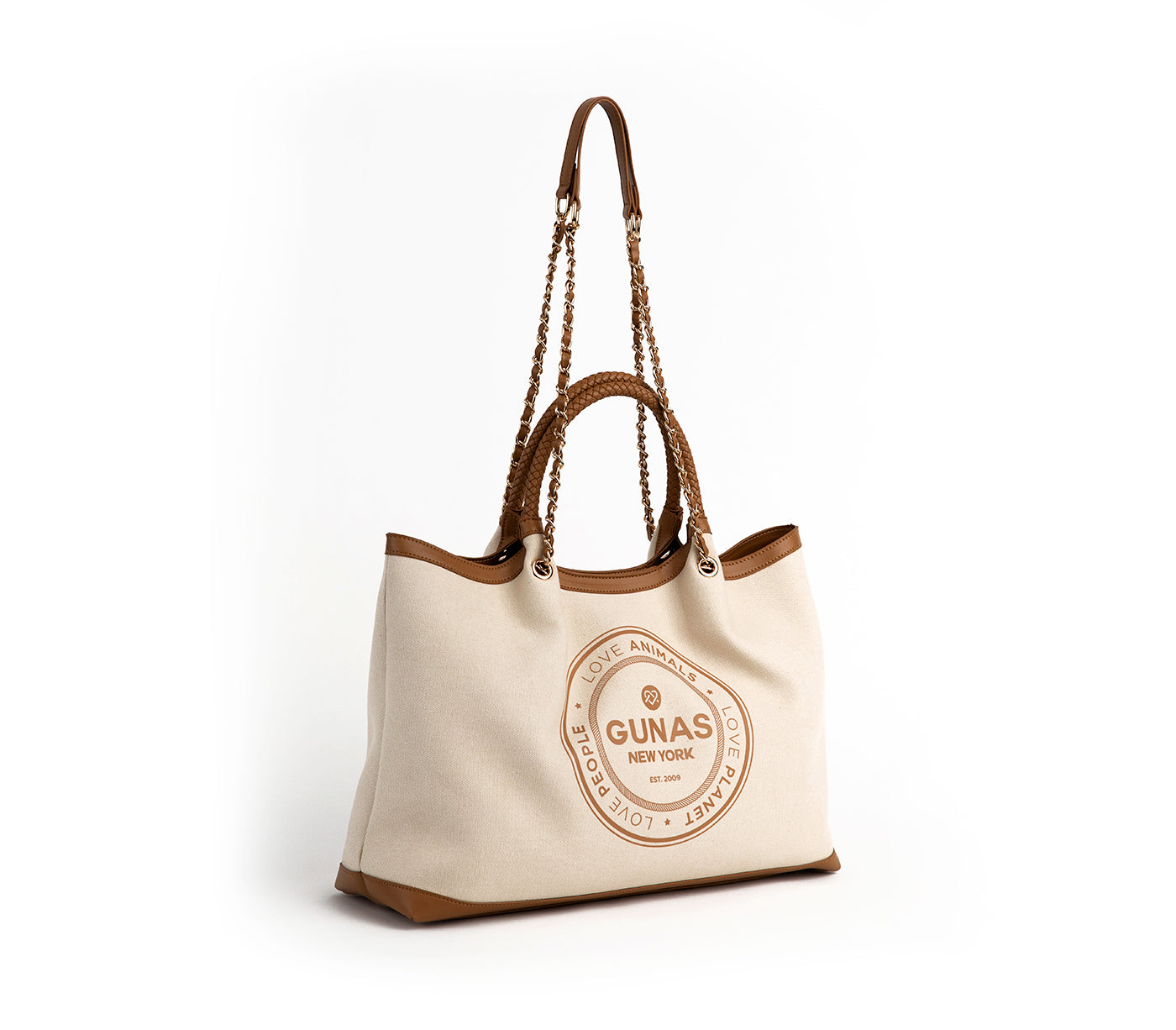 RUTH Canvas Tote – Off-White & Tan | GUNAS New York