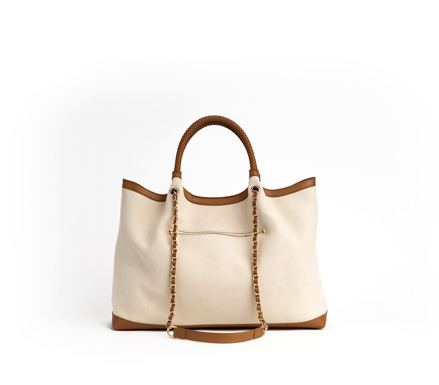RUTH Canvas Tote – Off-White & Tan | GUNAS New York