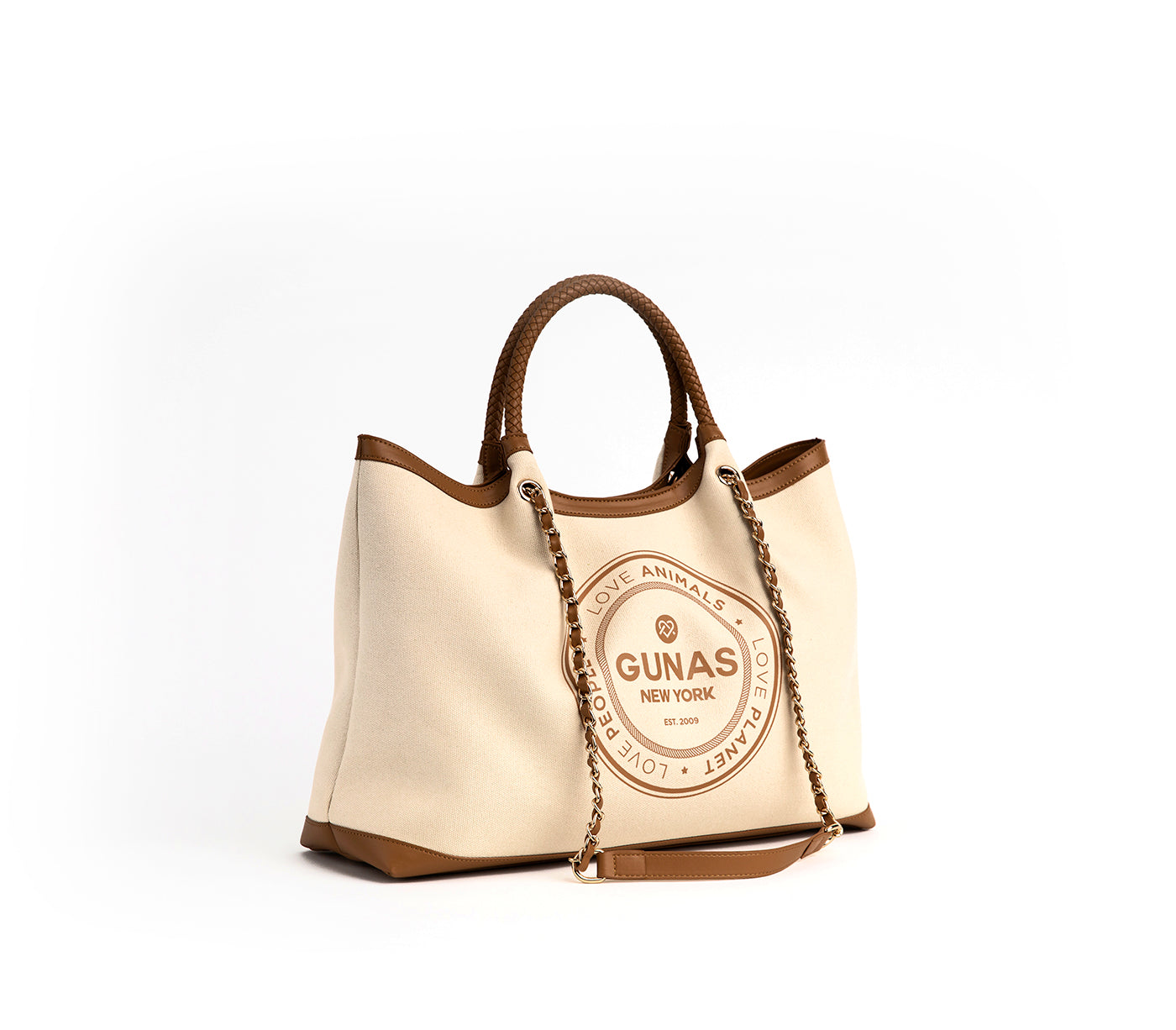 RUTH Canvas Tote – Off-White & Tan | GUNAS New York