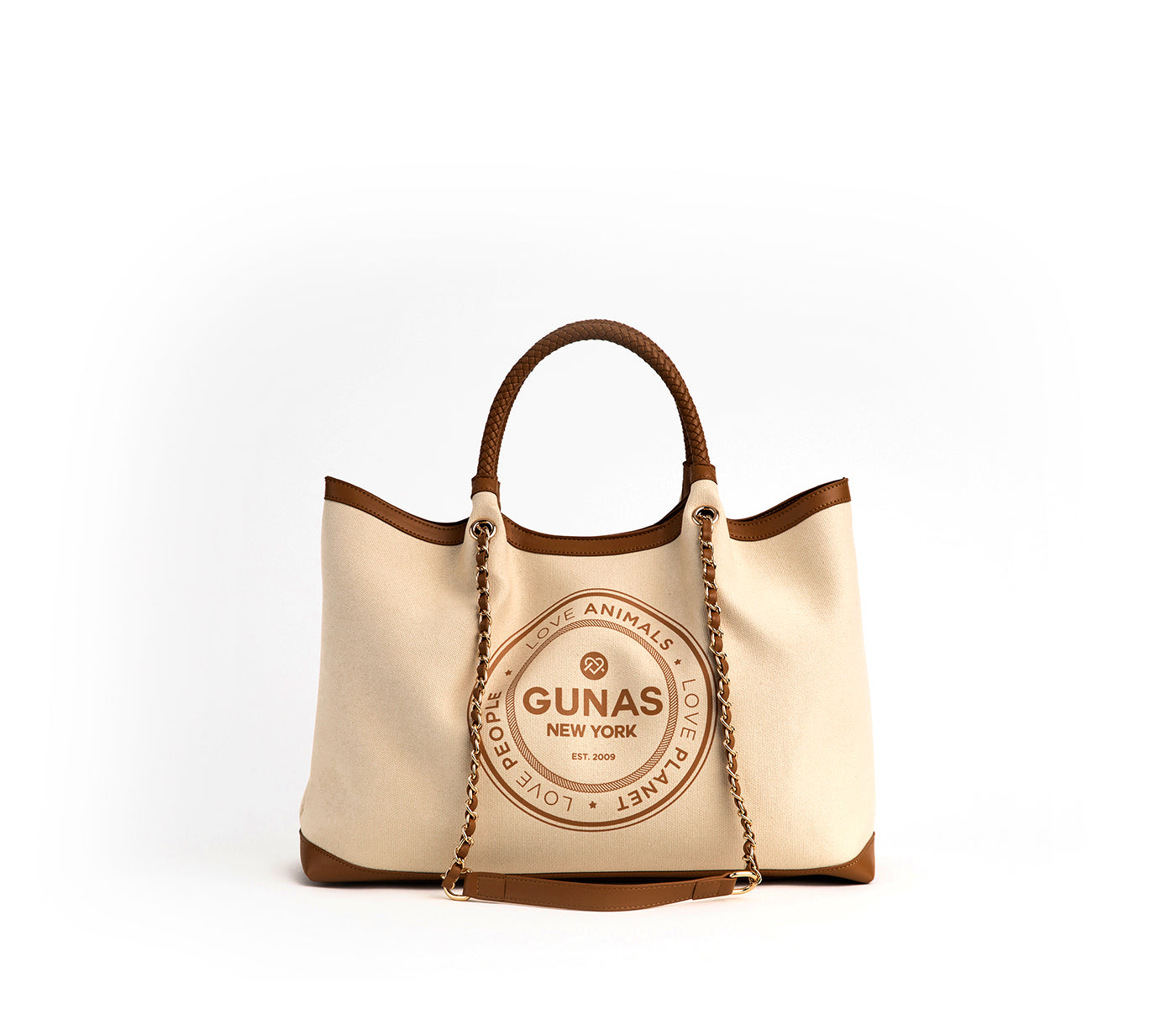 RUTH Canvas Tote – Off-White & Tan | GUNAS New York