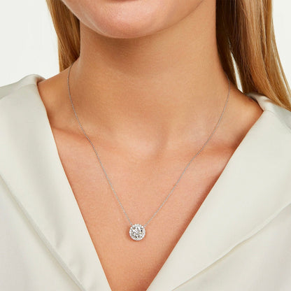 2.00 CTW Lab-Grown Diamond Halo Pendant Necklace – 14K White Gold, AGI Certified