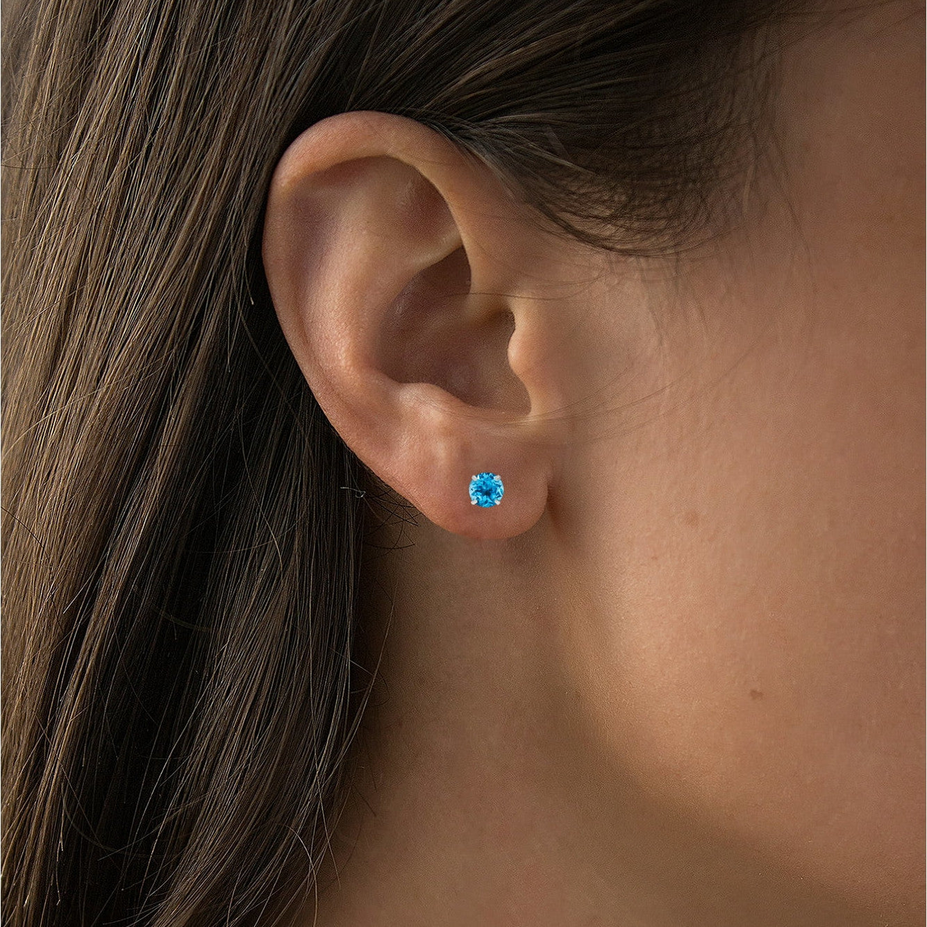 2.00 CTW Natural Swiss Blue Topaz Stud Earrings – 14K Yellow Gold, Handcrafted in USA