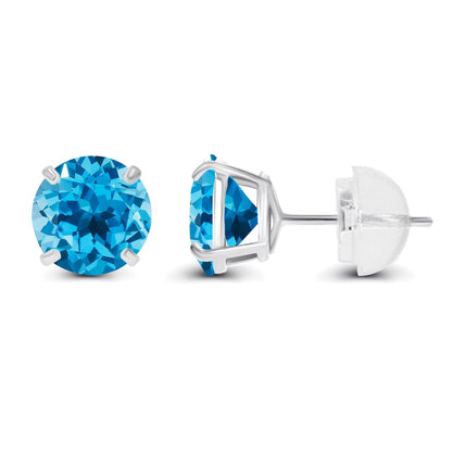 2.00 CTW Natural Swiss Blue Topaz Stud Earrings – 14K Yellow Gold, Handcrafted in USA