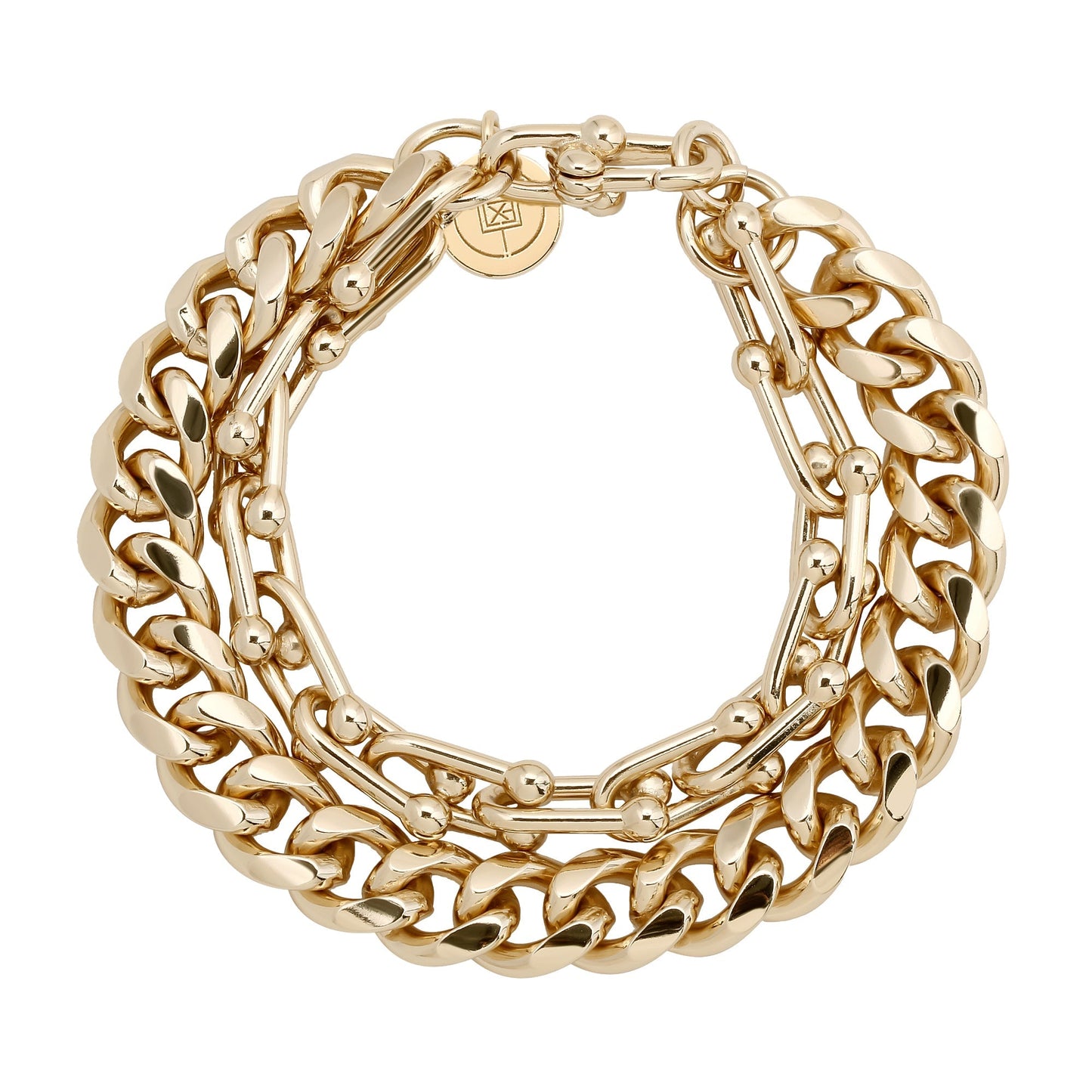 Violet Curb & U-Link Chain Bracelet – 10K Gold or Rhodium | 6.5"-9" Lengths