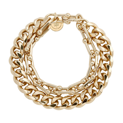 Violet Curb & U-Link Chain Bracelet – 10K Gold or Rhodium | 6.5"-9" Lengths