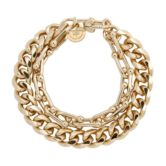 Violet Curb & U-Link Chain Bracelet – 10K Gold or Rhodium | 6.5"-9" Lengths