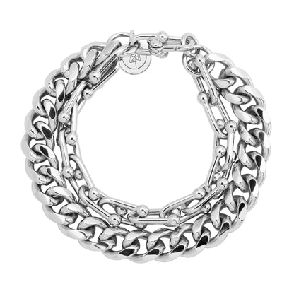 Violet Curb & U-Link Chain Bracelet – 10K Gold or Rhodium | 6.5"-9" Lengths